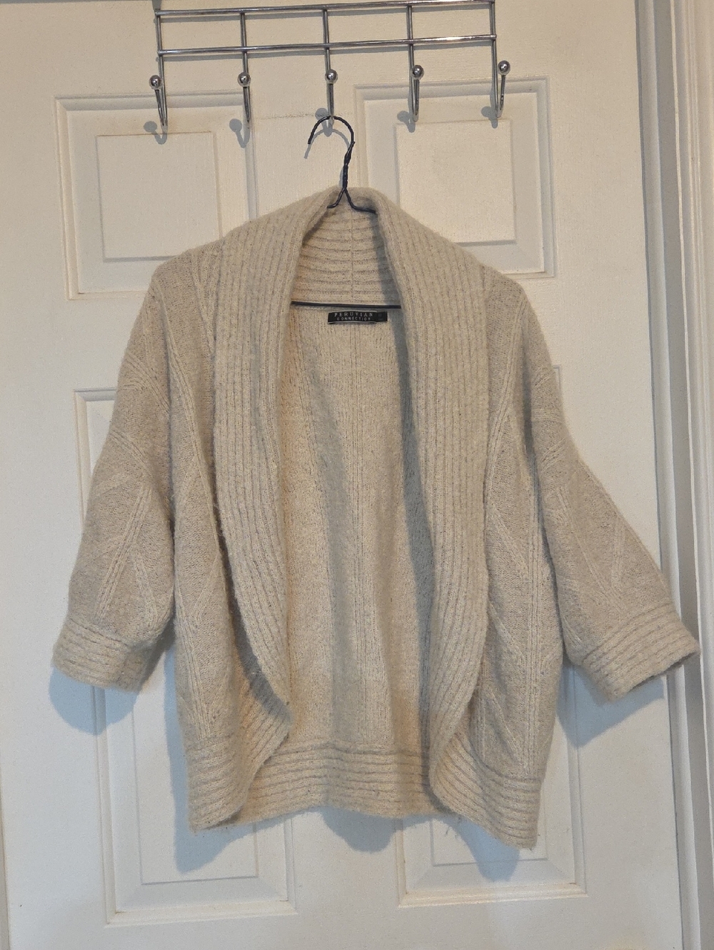 Peruvian Connection Cable Knit Shawl Cardigan Alpaca Blend - Picture 2 of 8